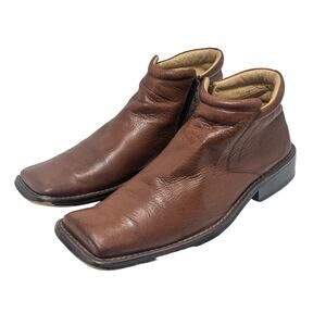 Mens Sz 46  Borgesi Hand Made Soft Brown Leather Ankle Chukka Zip Boots Clean
